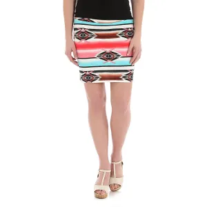 Wrangler Ponte Pencil Skirt LWS623M - Rouge/Jade Aztec Multi