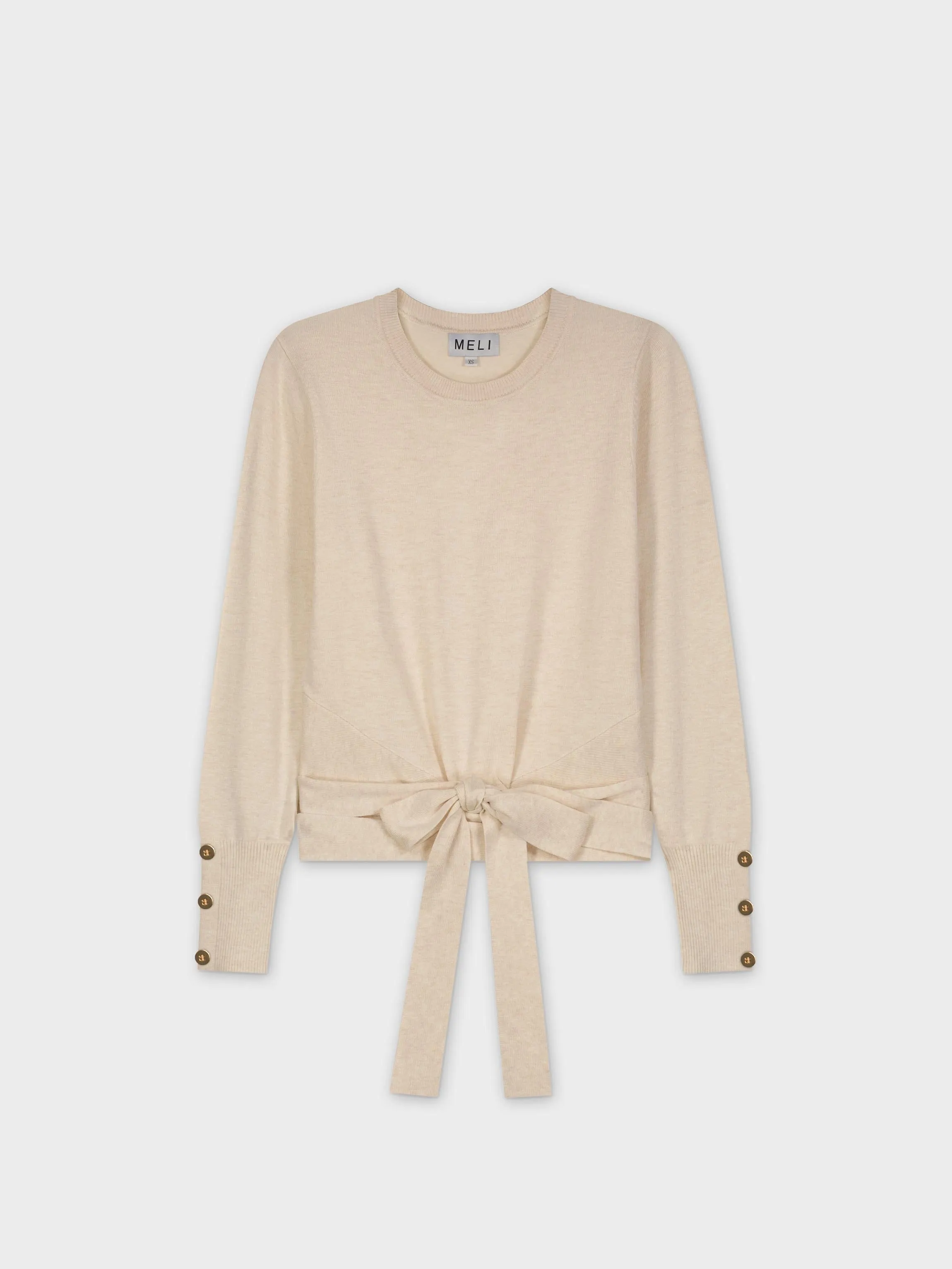 Wrap Tie Sweater-Cream