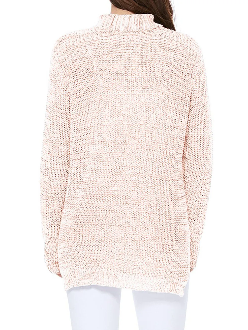 YEMAK Women's V-Neck Choker Style Side Slit Casual Knit Pullover Sweater MK8143