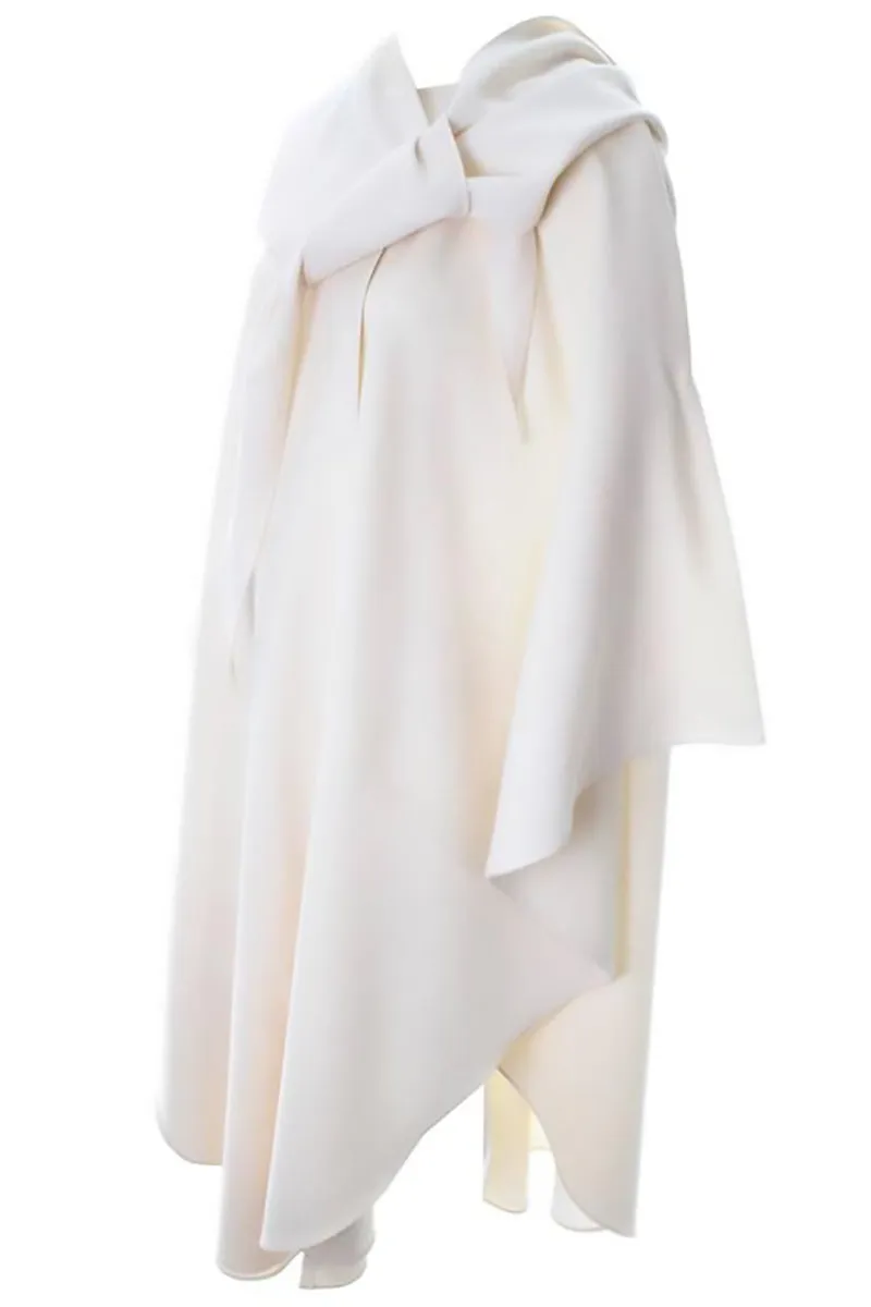 Yeohlee Winter White Wool Hooded Cape Cloak One Size As New